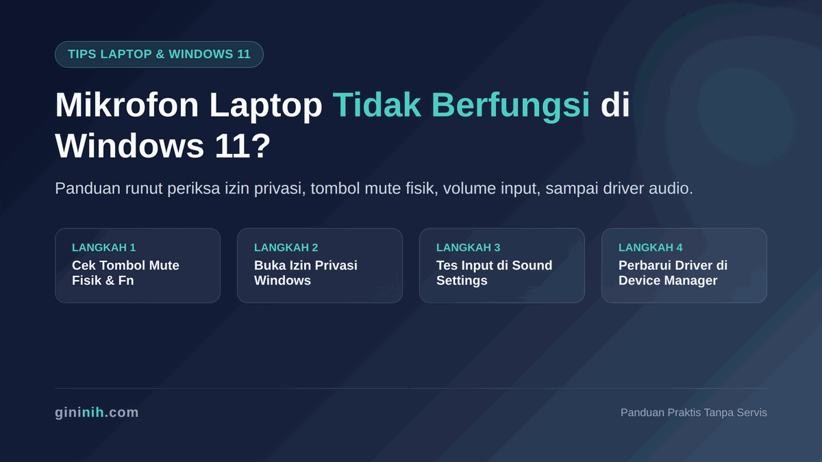 Mikrofon Laptop Tidak Berfungsi di Windows 11? Cek Izin dan Input Audio